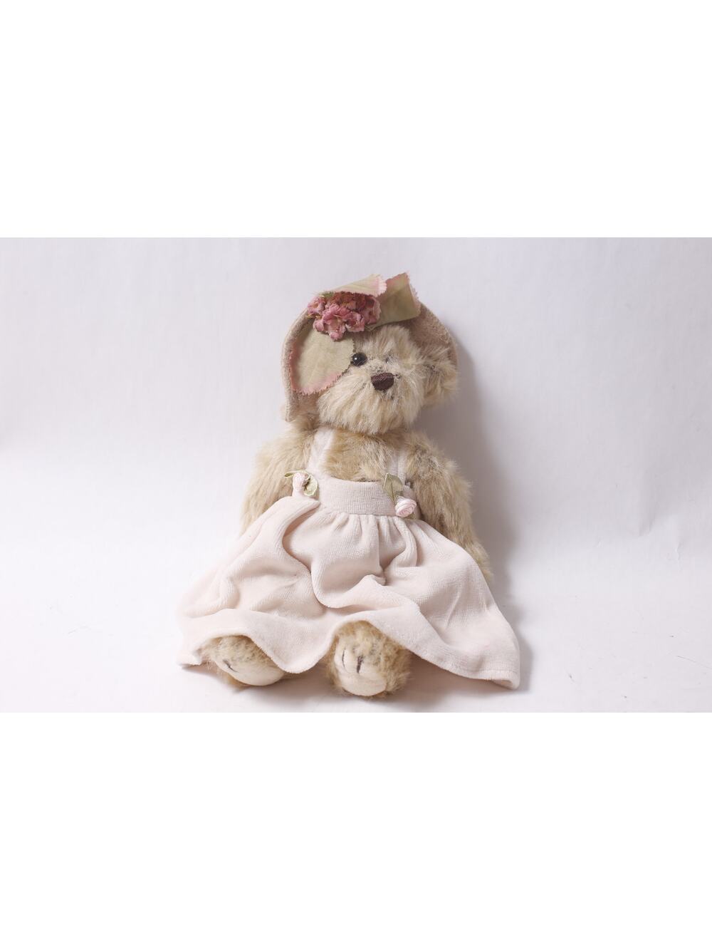 Bearington Collection Teddy Bear Plush in Pink Dress Floral Hat ~ 260602-WH 534